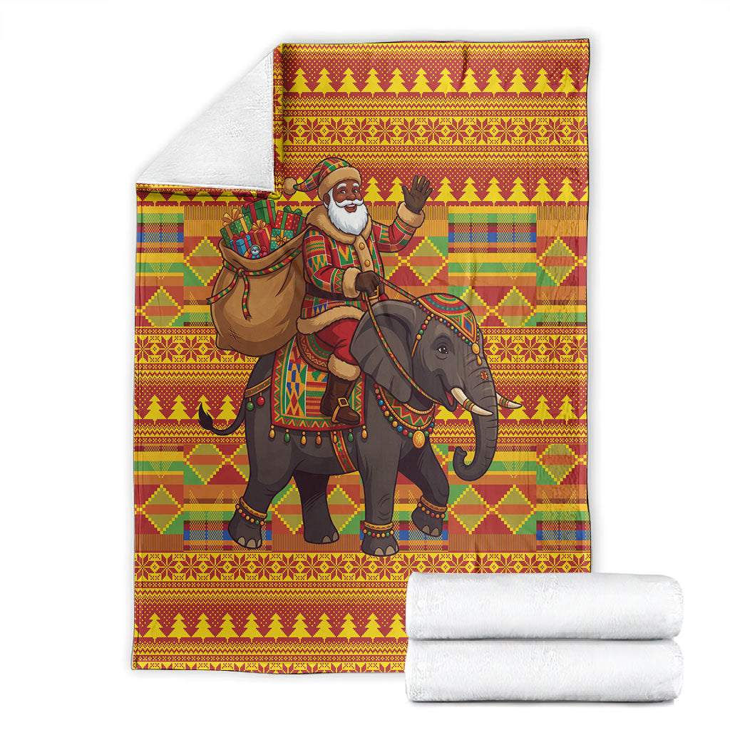 Ghana Christmas Santa African Elephant Blanket Kente Inspired Woven Geometric Blocks