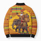 Ghana Christmas Santa African Elephant Bomber Puffer Jacket Kente Inspired Woven Geometric Blocks