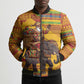 Ghana Christmas Santa African Elephant Bomber Puffer Jacket Kente Inspired Woven Geometric Blocks
