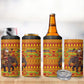 Ghana Christmas Santa African Elephant 4 in 1 Can Cooler Tumbler Kente Inspired Woven Geometric Blocks