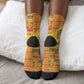 Ghana Christmas Santa African Elephant Crew Socks Kente Inspired Woven Geometric Blocks