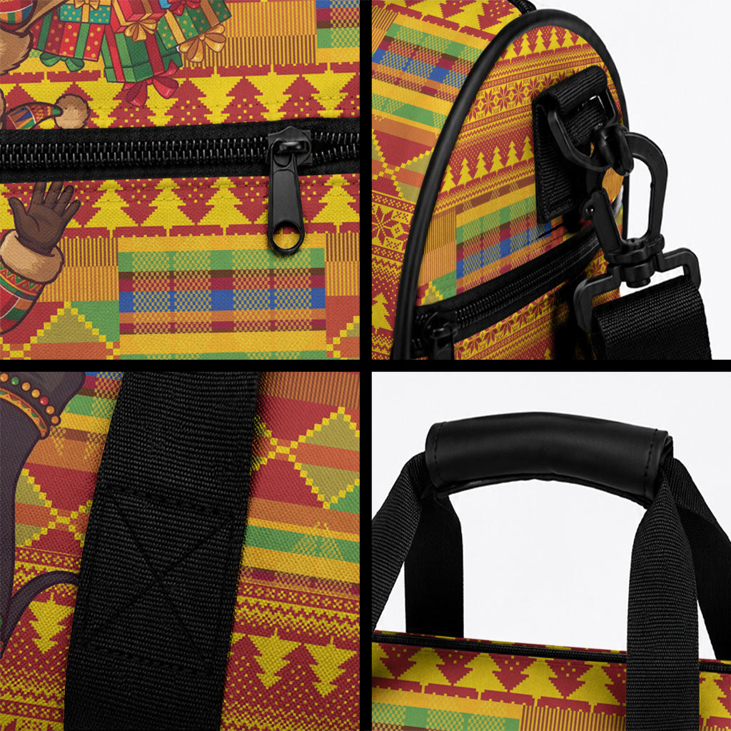 Ghana Christmas Santa African Elephant Duffle Bag Kente Inspired Woven Geometric Blocks