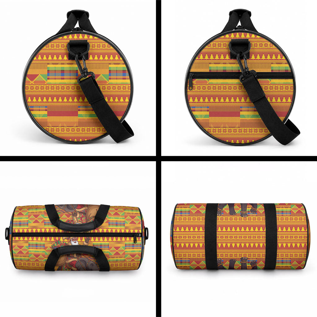 Ghana Christmas Santa African Elephant Duffle Bag Kente Inspired Woven Geometric Blocks