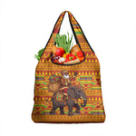 Ghana Christmas Santa African Elephant Grocery Bag Kente Inspired Woven Geometric Blocks