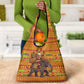 Ghana Christmas Santa African Elephant Grocery Bag Kente Inspired Woven Geometric Blocks