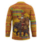 Ghana Christmas Santa African Elephant Hockey Jersey Kente Inspired Woven Geometric Blocks