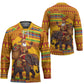 Ghana Christmas Santa African Elephant Hockey Jersey Kente Inspired Woven Geometric Blocks