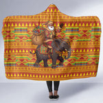 Ghana Christmas Santa African Elephant Hooded Blanket Kente Inspired Woven Geometric Blocks