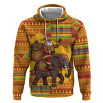 Ghana Christmas Santa African Elephant Hoodie Kente Inspired Woven Geometric Blocks