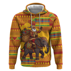 Ghana Christmas Santa African Elephant Hoodie Kente Inspired Woven Geometric Blocks