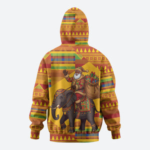 Ghana Christmas Santa African Elephant Hoodie Kente Inspired Woven Geometric Blocks