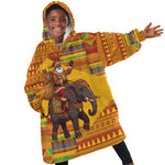 Ghana Christmas Santa African Elephant Kid Wearable Blanket Hoodie Kente Inspired Woven Geometric Blocks