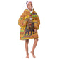 Ghana Christmas Santa African Elephant Kid Wearable Blanket Hoodie Kente Inspired Woven Geometric Blocks