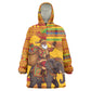 Ghana Christmas Santa African Elephant Kid Wearable Blanket Hoodie Kente Inspired Woven Geometric Blocks