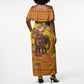 Ghana Christmas Santa African Elephant Off Shoulder Maxi Dress Kente Inspired Woven Geometric Blocks