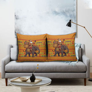 Ghana Christmas Santa African Elephant Pillow Cover Kente Inspired Woven Geometric Blocks