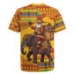 Ghana Christmas Santa African Elephant Rugby Jersey Kente Inspired Woven Geometric Blocks