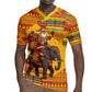 Ghana Christmas Santa African Elephant Rugby Jersey Kente Inspired Woven Geometric Blocks