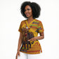 Ghana Christmas Santa African Elephant Scrub Top Kente Inspired Woven Geometric Blocks