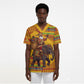 Ghana Christmas Santa African Elephant Scrub Top Kente Inspired Woven Geometric Blocks