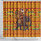 Ghana Christmas Santa African Elephant Shower Curtain Kente Inspired Woven Geometric Blocks