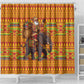 Ghana Christmas Santa African Elephant Shower Curtain Kente Inspired Woven Geometric Blocks