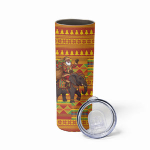 Ghana Christmas Santa African Elephant Skinny Tumbler Kente Inspired Woven Geometric Blocks