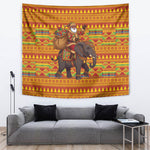 Ghana Christmas Santa African Elephant Tapestry Kente Inspired Woven Geometric Blocks