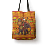 Ghana Christmas Santa African Elephant Tote Bag Kente Inspired Woven Geometric Blocks