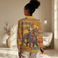 Ghana Christmas Santa African Elephant Women Casual Shirt Kente Inspired Woven Geometric Blocks