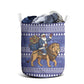 Nigeria Christmas Santa West African Lion Laundry Basket Adire Indigo Resist Dye Motifs