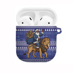 Nigeria Christmas Santa West African Lion AirPods Case Adire Indigo Resist Dye Motifs