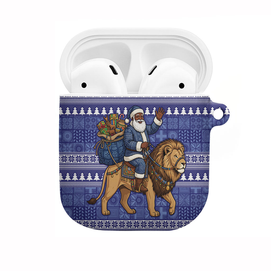Nigeria Christmas Santa West African Lion AirPods Case Adire Indigo Resist Dye Motifs