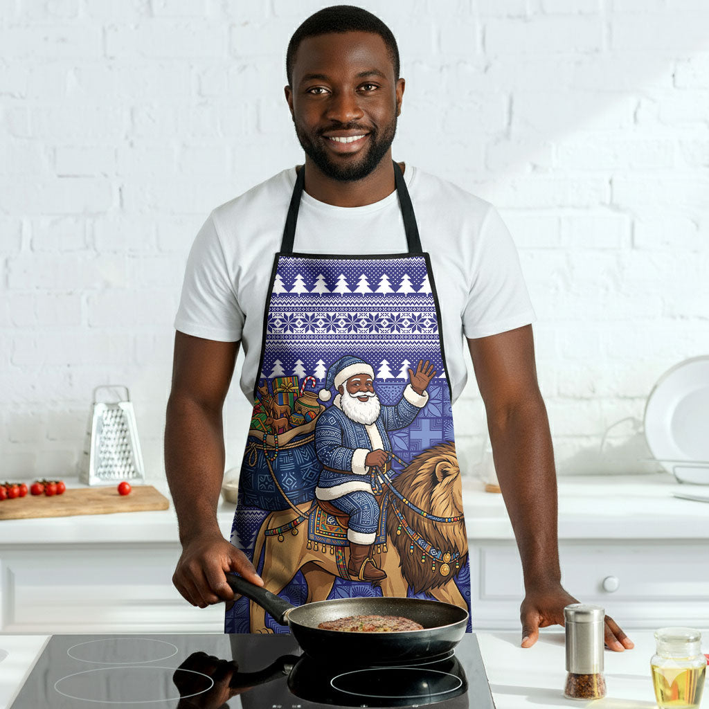 Nigeria Christmas Santa West African Lion Apron Adire Indigo Resist Dye Motifs
