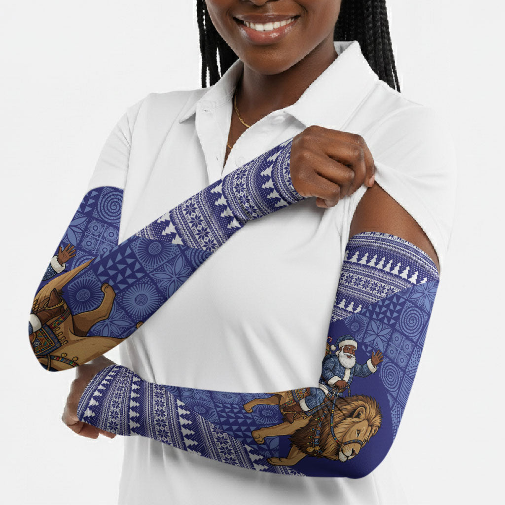 Nigeria Christmas Santa West African Lion Arm Sleeves Adire Indigo Resist Dye Motifs