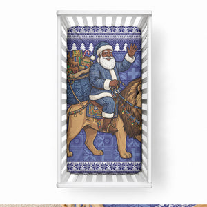 Nigeria Christmas Santa West African Lion Baby Bed Cover Adire Indigo Resist Dye Motifs