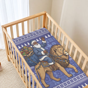 Nigeria Christmas Santa West African Lion Baby Bed Cover Adire Indigo Resist Dye Motifs