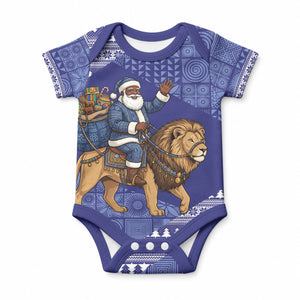 Nigeria Christmas Santa West African Lion Baby Onesie Adire Indigo Resist Dye Motifs
