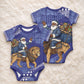 Nigeria Christmas Santa West African Lion Baby Onesie Adire Indigo Resist Dye Motifs