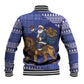 Nigeria Christmas Santa West African Lion Baseball Jacket Adire Indigo Resist Dye Motifs