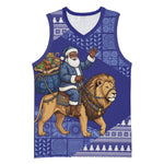 Nigeria Christmas Santa West African Lion Basketball Jersey Adire Indigo Resist Dye Motifs