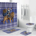 Nigeria Christmas Santa West African Lion Bathroom Set Adire Indigo Resist Dye Motifs