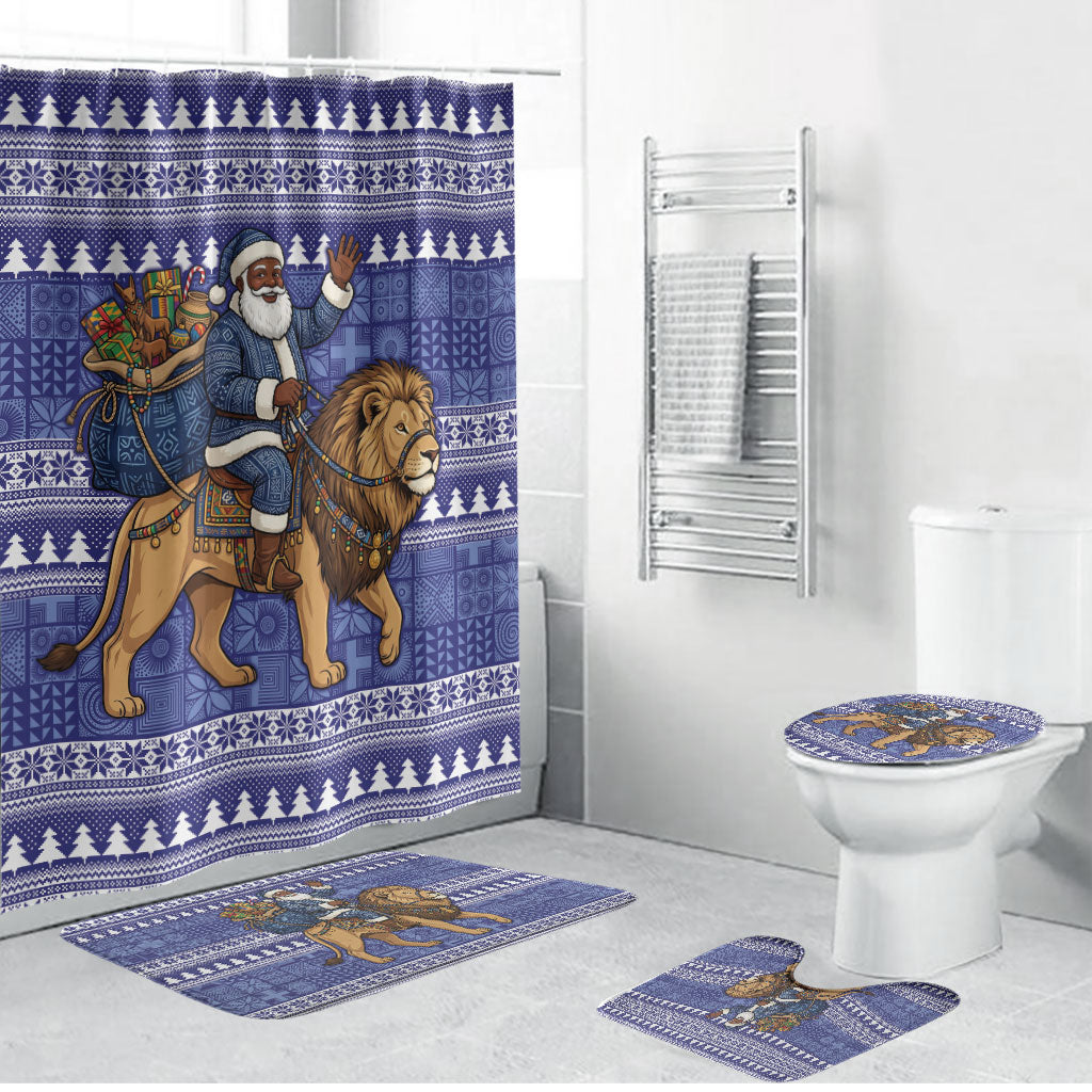 Nigeria Christmas Santa West African Lion Bathroom Set Adire Indigo Resist Dye Motifs