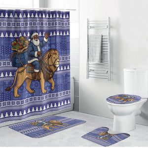 Nigeria Christmas Santa West African Lion Bathroom Set Adire Indigo Resist Dye Motifs