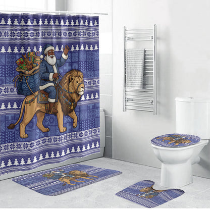 Nigeria Christmas Santa West African Lion Bathroom Set Adire Indigo Resist Dye Motifs