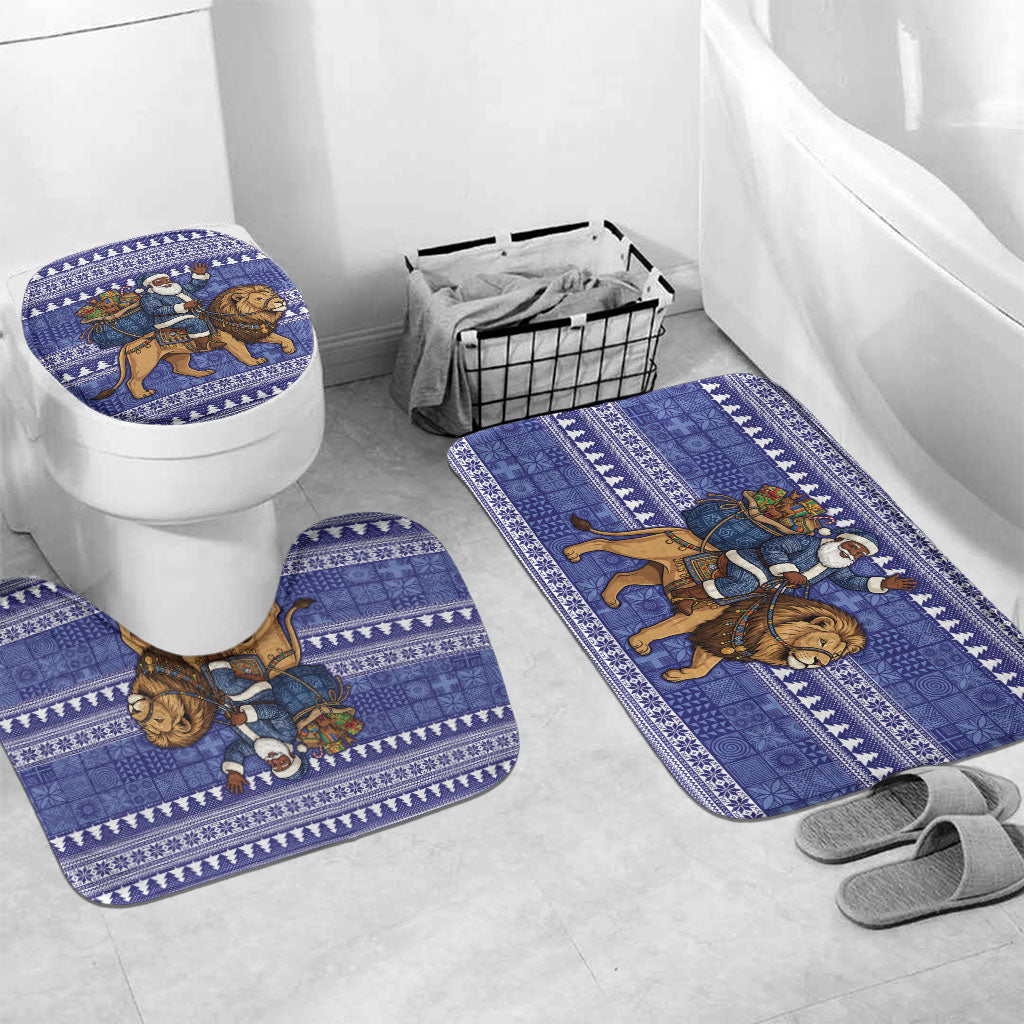 Nigeria Christmas Santa West African Lion Bathroom Set Adire Indigo Resist Dye Motifs
