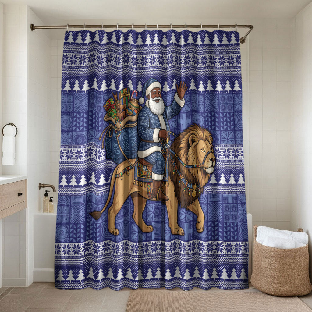 Nigeria Christmas Santa West African Lion Bathroom Set Adire Indigo Resist Dye Motifs