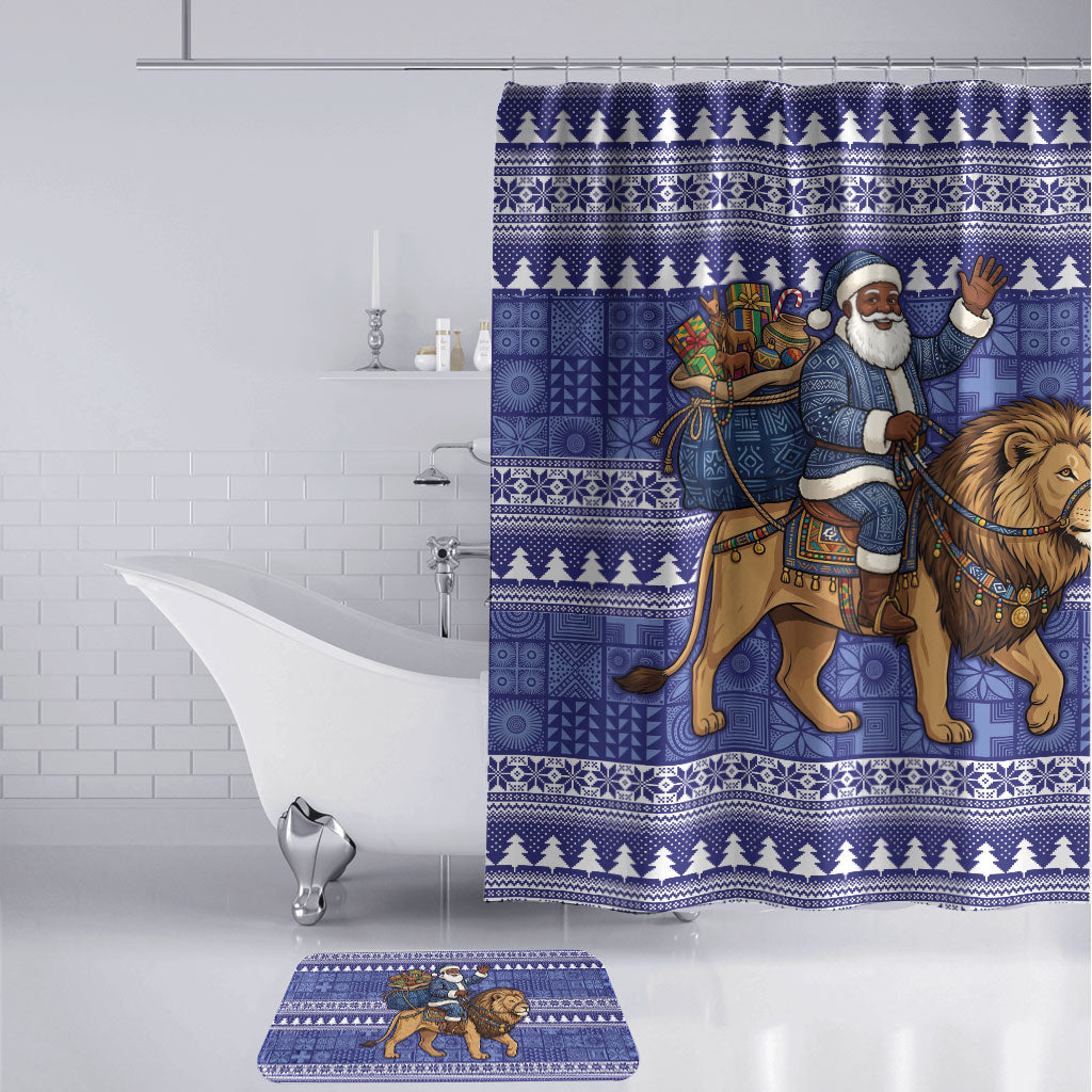 Nigeria Christmas Santa West African Lion Bathroom Set Adire Indigo Resist Dye Motifs