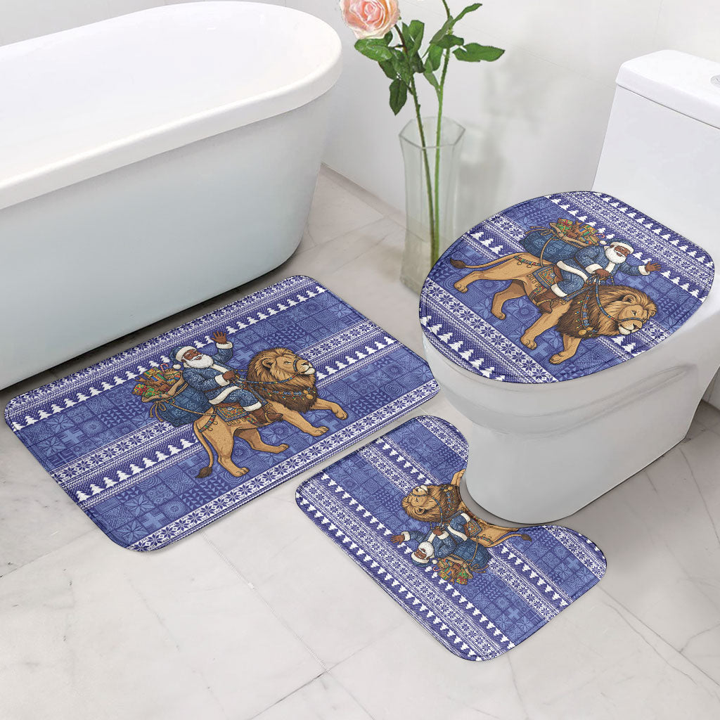 Nigeria Christmas Santa West African Lion Bathroom Set Adire Indigo Resist Dye Motifs