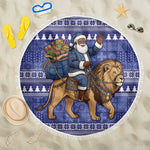 Nigeria Christmas Santa West African Lion Beach Blanket Adire Indigo Resist Dye Motifs